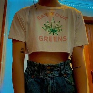 “eat your greens” 420 friendly crop top size S